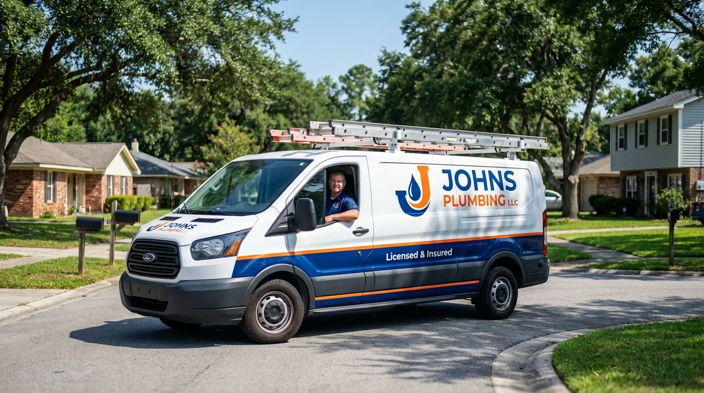 Johns Plumbing LLC service van in Whitehall, MI
